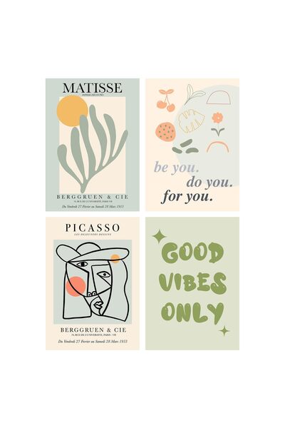 ALAYRA International ديكور ألايرا باللون الأخضر المريمي، لوحات جدارية تجريدية...