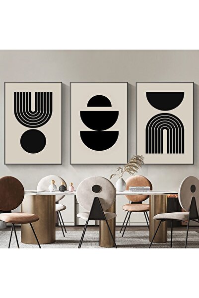ALAYRA International ALAYRA Black and Beige Abstract Wall Art Boho Minimalist...