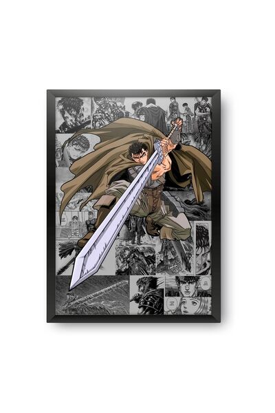 ALAYRA International ألايرا - أنمي - بيرسيرك - غاتس - تصميم المبارز الأسود - ملصق بحجم A4 (مع إطار) - الأفضل