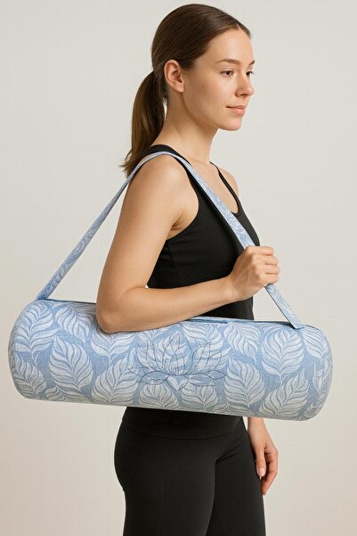 NareSpor Mat Carrying Bag Lotus Printed / Yoga Fitness Training Bag + 2 Mat Collection Rubber Bands