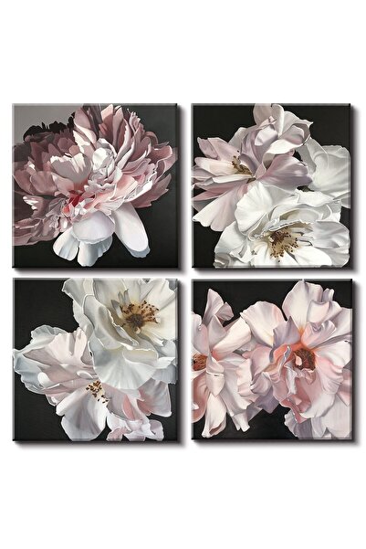 ALAYRA International ALAYRA Floral Canvas Wall Art White Flowers Wall Picturs...