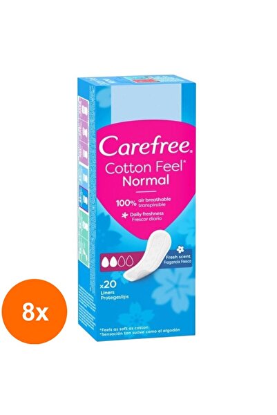 Carefree Set of 8 x 20 Daily Absorbent Panty Liners, Cotton Fresh