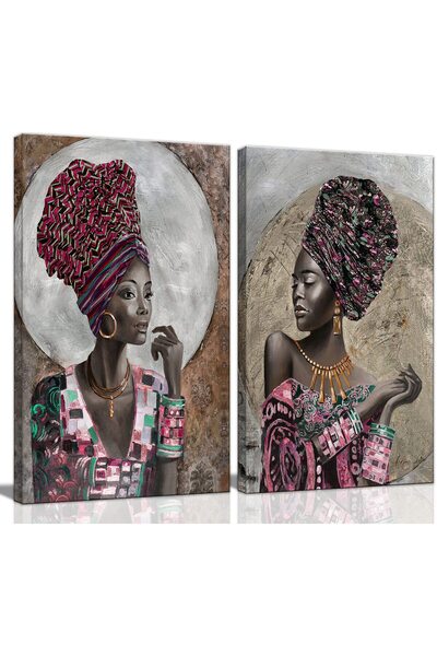 ALAYRA International لوحة جدارية مؤطرة من قطعتين من ALAYRA، لوحة قماشية سوداء...