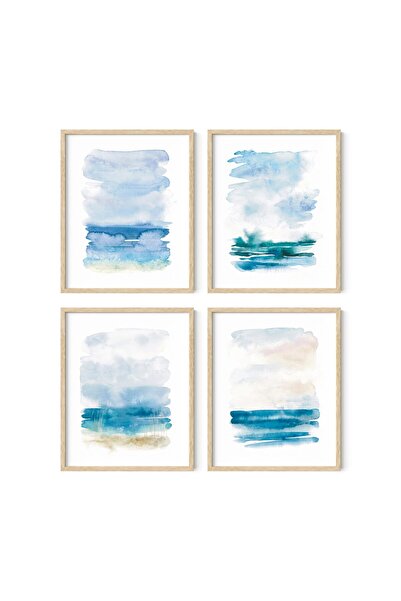 ALAYRA International مجموعة ملصقات شاطئ ألايرا، لوحات تجريدية، 4 قطع - ملصقات...