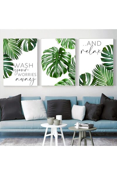 ALAYRA International ALAYRA Botanical Plant Wall Art Prints Set of 3 Monstera...