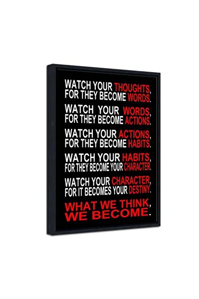 ALAYRA International لوحة "راقب أفكارك" من ألايرا، بإطار أسود، ملصق تحفيزي للفصول الدراسية، مطبوعات قماشية عصرية