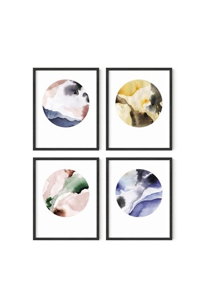 ALAYRA International مجموعة لوحات جدارية من ALAYRA مكونة من 4 قطع - مطبوعات ت...