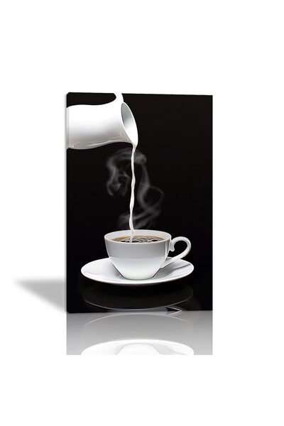 ALAYRA International ALAYRA Coffee Canvas Wall Art for Kitchen - Black and Wh...