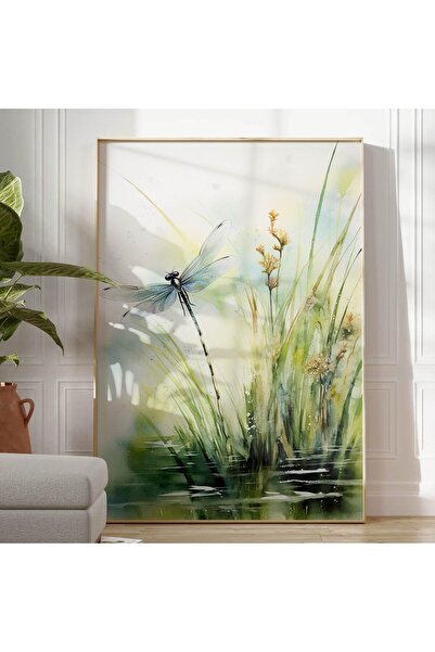 ALAYRA International لوحة جدارية فنية على شكل يعسوب أخضر من ALAYRA، ملصق حيوا...