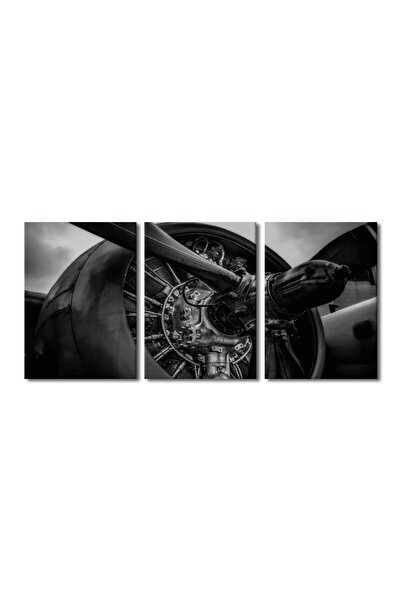 ALAYRA International ALAYRA Aircraft Propeller Canvas Art Wall Framed 3 Piece...