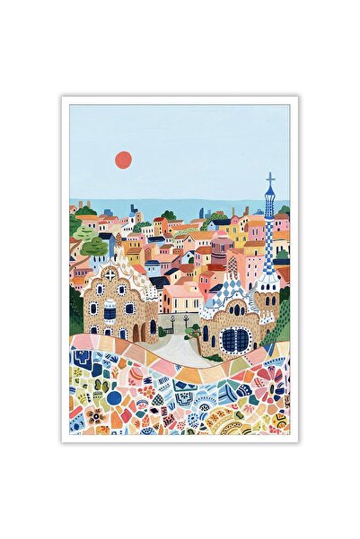 ALAYRA International ملصقات عصرية مستوحاة من الطراز القديم من ALAYRA برشلونة سانتوريني بوسيتانو، لوحات جدارية ملونة ذات طابع جمالي