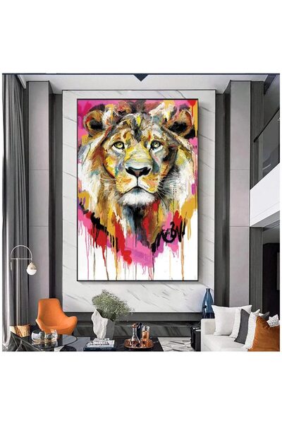 ALAYRA International لوحة قماشية تجريدية لأسد من تصميم ALAYRA، ملصقات ومطبوعا...