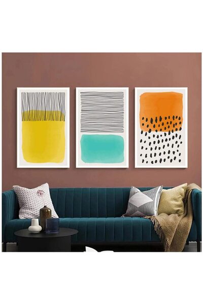 ALAYRA International ALAYRA Abstract Geometric Line Canvas Painting Colorful ...