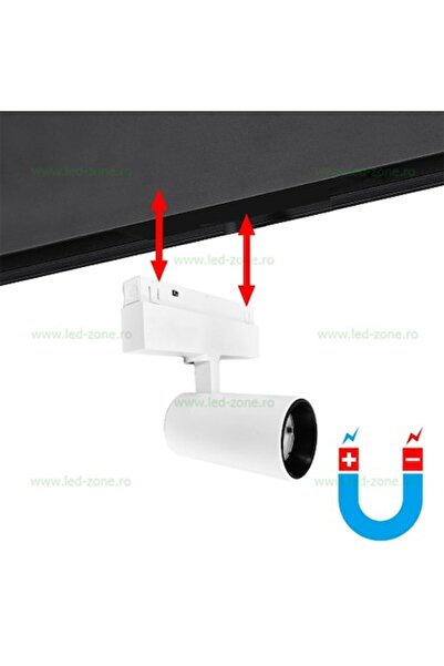 LEDZONE Spot LED, Led Zone, cilindru reglabil, 20W, alb, 65x220mm