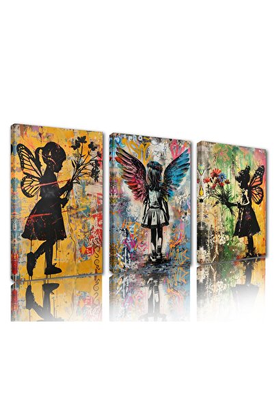 ALAYRA International لوحة جدارية قماشية لفتاة الفراشة للفنانة ألايرا بانكسي، فن البوب جرافيتي، صور، لوحات أجنحة تجريدية