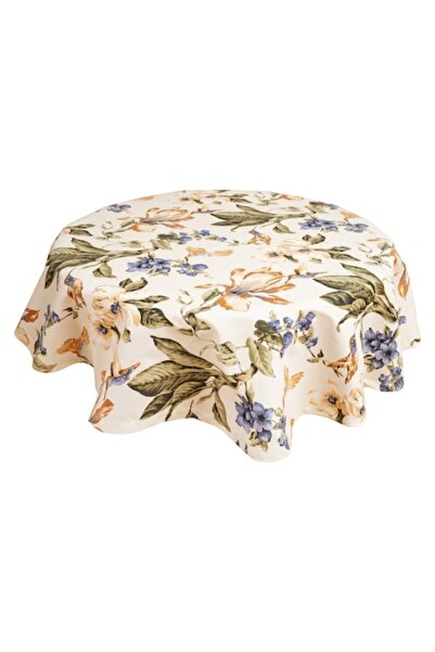 Bosfor Decor Față de masă rotundă, model cu flori și păsări Colibri, bumbac t...