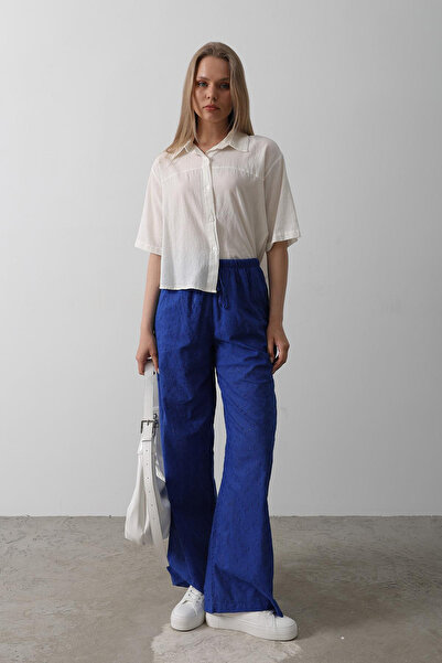 Trend Alaçatı Stili Women's Cobalt Tie-Waist Brode Pants Vs00559