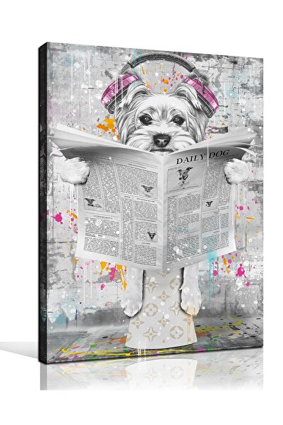 ALAYRA International ALAYRA Funny Dog Canvas Wall Art for Bathroom, Cute Pet ...