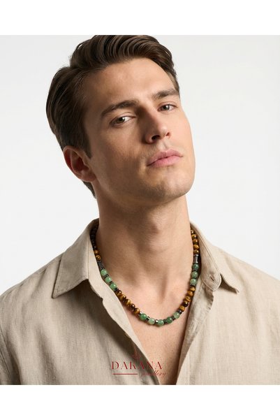 DAKANA JEWELLERY Certified Aventurine Stone Cancer Zodiac Sign Men's Natural Stone Pendant