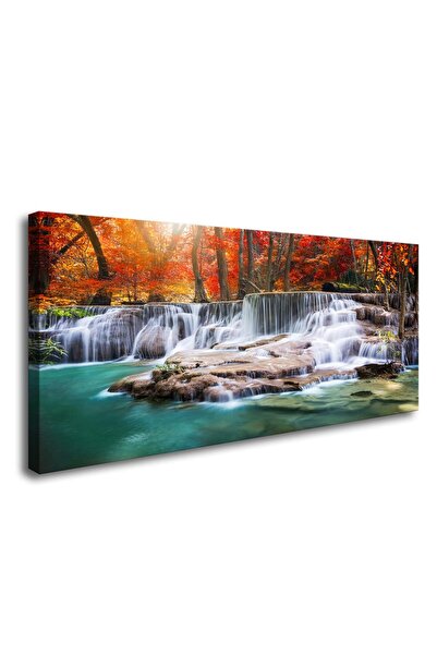 ALAYRA International لوحة جدارية من قماش ALAYRA، غابة حمراء، شلالات، قطعة واحدة، منظر طبيعي حديث، صورة شجرة، ملصق