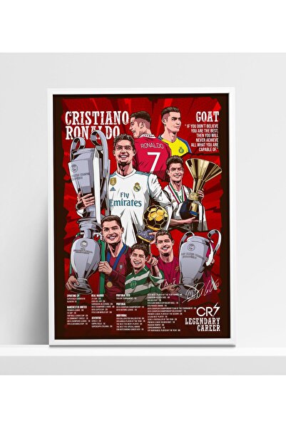ALAYRA International ملصق مؤطر يجسد مسيرة كريستيانو رونالدو الأسطورية، هدية مثالية/ديكور غرفة/لعشاق كرة القدم