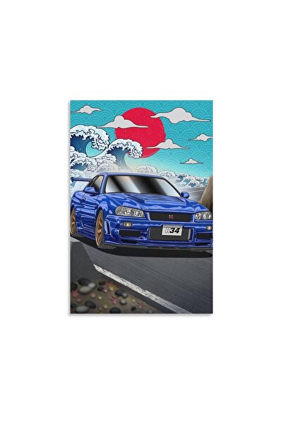 ALAYRA International ALAYRA Fotuven JDM Poster Neon Skyline R34 Car Tail Canv...