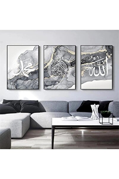 ALAYRA International لوحة قماشية مزينة بصور وخلفيات رخامية فضية من ALAYRA، تح...