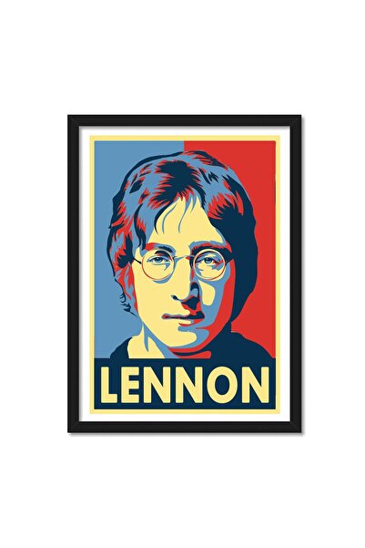 ALAYRA International ملصق مؤطر من الأكريليك والزجاج لفرقة البيتلز - ألايرا - جون لينون، مناسب للغرف والمكاتب (10 بوصة × 13 بوصة)