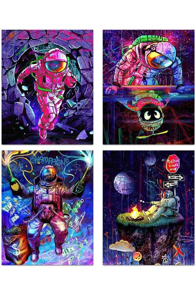 ALAYRA International ALAYRA Astronaut Space Dreaming Wall Art Prints, Brave F...