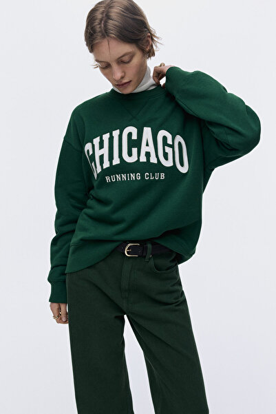 H&M Motif Detaylı Sweatshirt