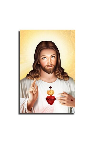 ALAYRA International ملصق مطبوع على قماش من ALAYRA، صورة ليسوع الكاثوليكي، صو...