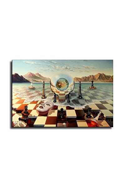 ALAYRA International ALAYRA Salvador Dali Surrealism Chess Mask On Sea Abstra...