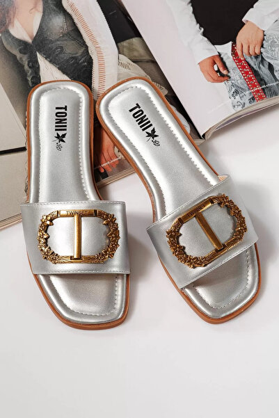 Zaira Papuci dama argintii din piele ecologica Ryan #21665