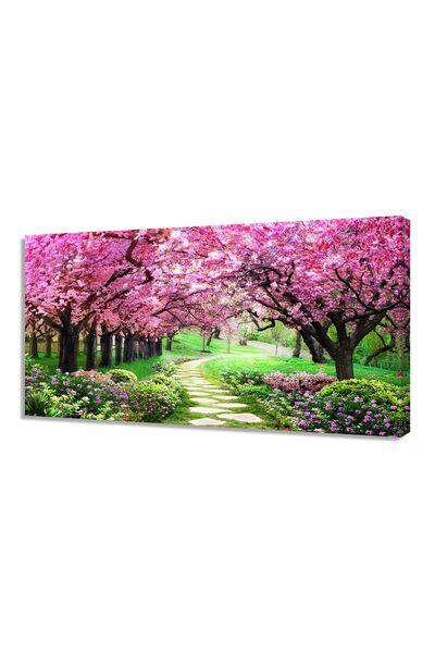 ALAYRA International لوحة جدارية قماشية من ALAYRA، أزهار الكرز الوردية، قطعة ...