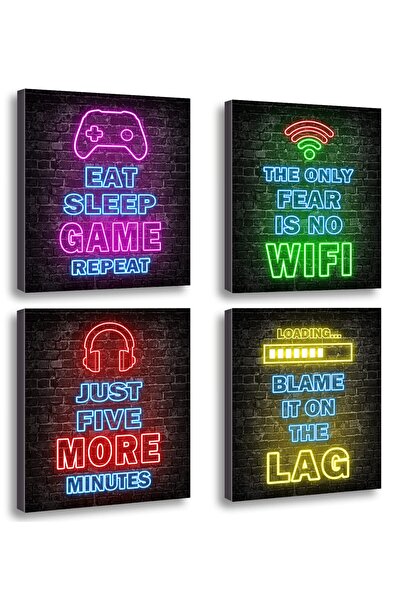 ALAYRA International مجموعة ملصقات ألعاب نيون مطبوع من ALAYRA، 4 قطع (8 × 10 ...