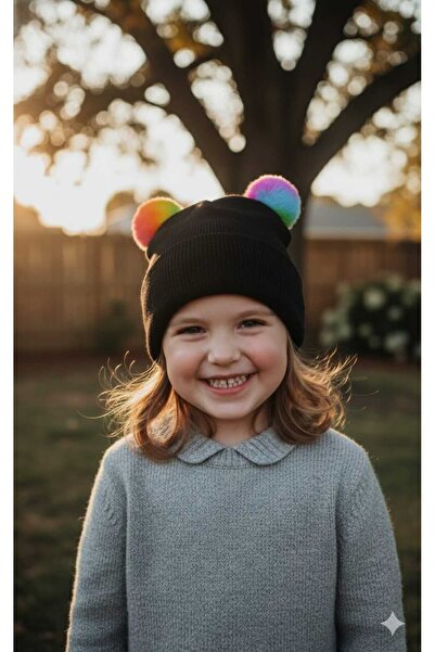 Miranova قبعة بوم بوم للفتيات – قبعة تريكو شتوية للفتيات مع بوم بوم مزدوج
