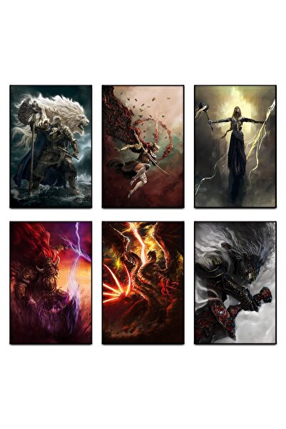 ALAYRA International ملصقات ألايرا من لعبة إلدن رينغ (مجموعة من 6 ملصقات): مالينيا، راداجون وغودفري، رادان وماليكيث، ليتش دراغون