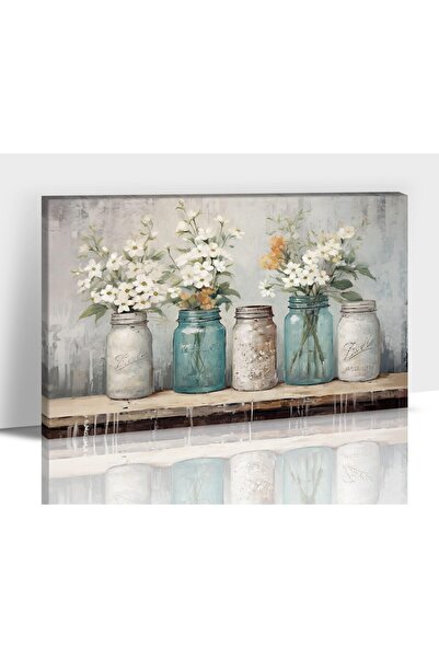 ALAYRA International ALAYRA Farmhouse Floral Wall Art, Vintage Flower in Maso...