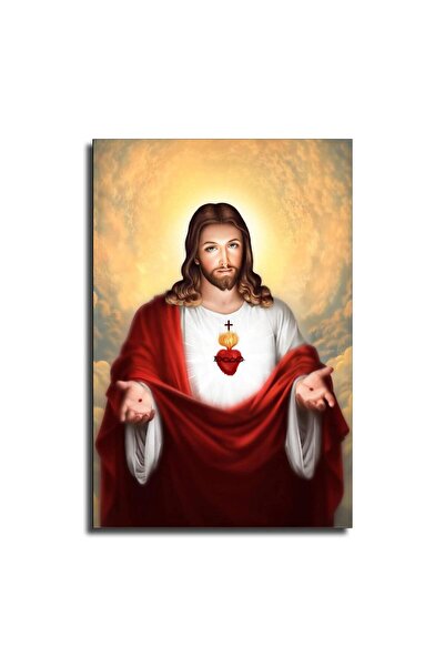 ALAYRA International ملصق مطبوع على قماش من ALAYRA، صورة ليسوع الكاثوليكي، صو...