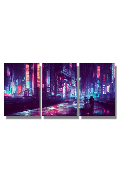 ALAYRA International لوحة جدارية ثلاثية الأجزاء من تصميم ALAYRA، بأسلوب سايبر...