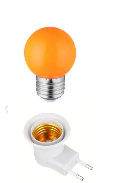 PUFFIN Anahtarlı Duy Fişli + 1w Tasarruflu E27 Led Gece Lambası Turuncu