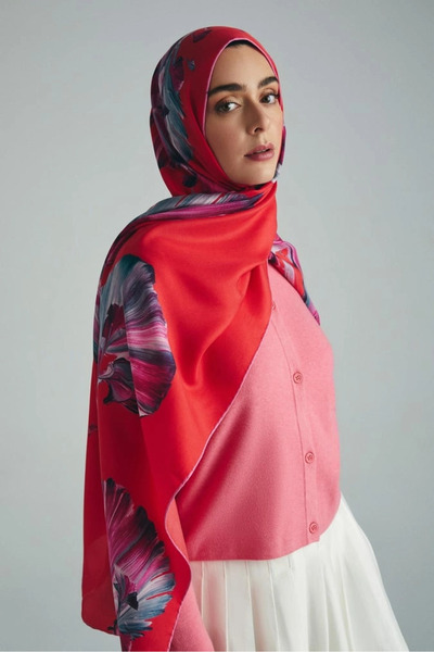 Maisa Sunshine Cotton Silk Shawl 70X190Cm - Fuchia