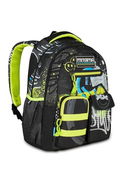 Mitama Ghiozdan școlar cu 3 compartimente, design Urban Smile