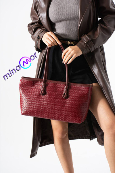 Minamor حقيبة يد نسائية طويلة مضفرة