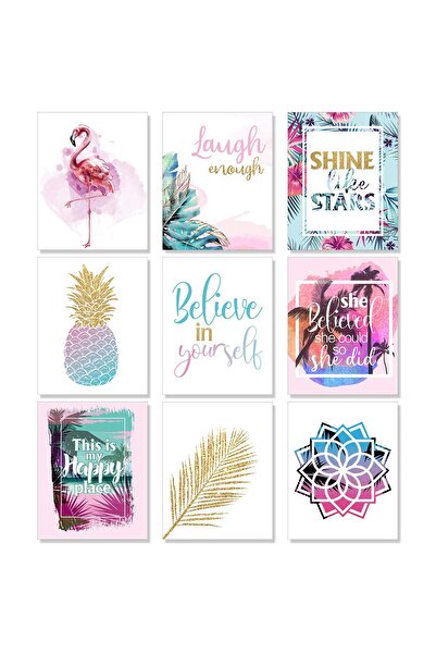 ALAYRA International مجموعة ألايرا المكونة من 9 لوحات جدارية ملهمة لغرفة فتاة...