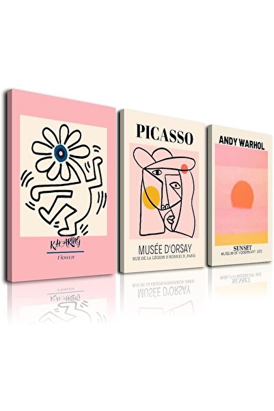 ALAYRA International مجموعة لوحات جدارية تجريدية من قماش ماتيس من ألايرا، مكونة من 3 ملصقات مؤطرة لتزيين الغرف بأسلوب جمالي وعصري.