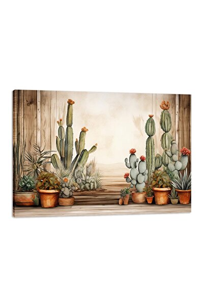ALAYRA International ALAYRA Cactus Canvas Wall Art, Cacti and Red Cactus Flow...
