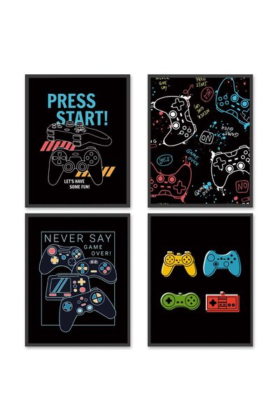 ALAYRA International ALAYRA Set of 4 Video Game Decor Colorful Gaming Themed ...