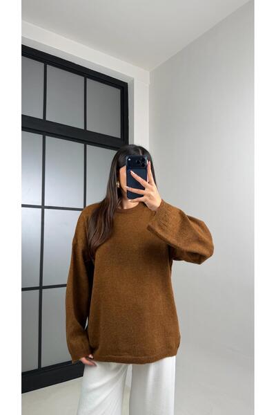 Gaus Brown Crew Neck Pinterest Knitwear Sweater Gaus-00868