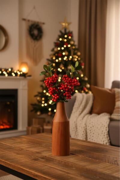 Atbyhome Wooden Vase Small Decorative Cobalt in 16 cm